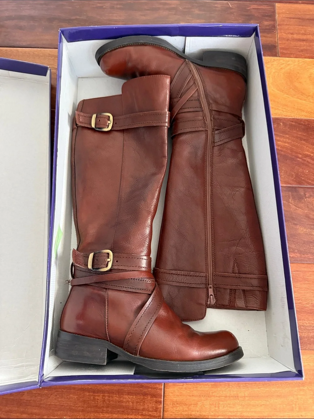 Brown Over-the-Knee Leather Boots in Cognac Par, size 5.5
